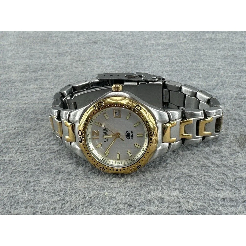 FOSSIL BLUE AM 3425 100 Meter Woman's WR Quartz Watch NEEDS New Battery AS